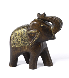 FIGUR ELEFANT Metalldekor Mangoholz 25xH20cm