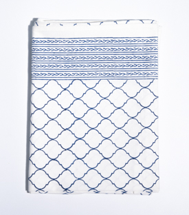 TISCHDECKE blau bedruckt Baumwolle 150x220cm