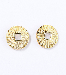 OHRRINGE Stein Messing 18k vergoldet dm 1,5cm