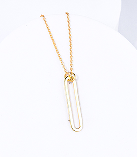 HALSKETTE oval Messing 18k vergoldet L40-45cm