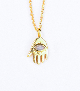 HALSKETTE Hamsa Messing 18k vergoldet L40-45cm