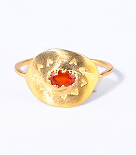 FINGERRING Stein  Messing 18k vergoldet one-size