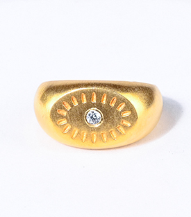 FINGERRING Stempel Stein Messing 18k vergoldet one-size