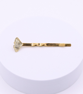 HAARSPANGE Gingko Messing 18k vergoldet L 5,5cm