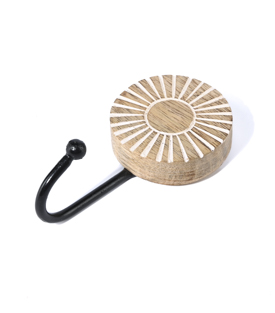 WANDHAKEN runde Streublume Mangoholz geschnitzt dm6cm