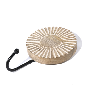 WANDHAKEN runde Streublume Mangoholz geschnitzt dm10cm