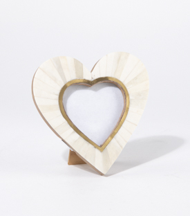 HERZFOTORAHMEN Beindekor MDF mit Messingeinlage 13,5x15x5cm