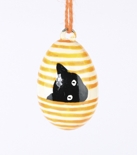 OSTEREI Anhänger Katze orange Papiermaché handbemalt 6cm