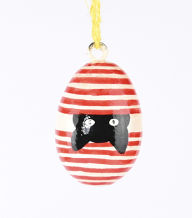 OSTEREI Anhänger Katze rot Papiermaché handbemalt 6cm