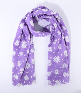 TUCH/SARONG Margeriten lila 100% Baumwolle 180x100cm