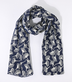 TUCH Gingko dunkelblau 100% Baumwolle 180x100cm