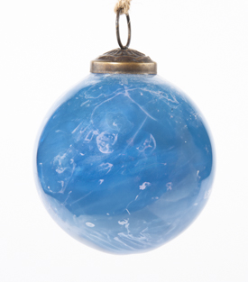 WEIHNACHTSKUGEL marmoriert blau weiß dm6,5cm