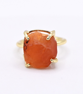 FINGERRING Karneol Messing 18k vergoldet one-size