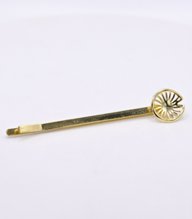 HAARSPANGE Lotusblatt Messing 18k vergoldet L 7cm