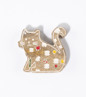 MAGNET Katze Mangoholz 6x6cm