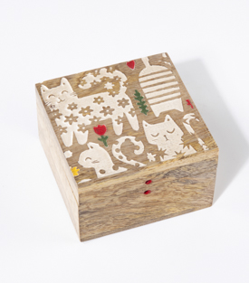 DOSE Katzen Mangoholz 10x10xH6cm