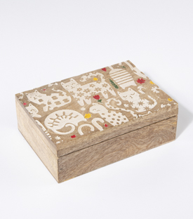DOSE Katzen Mangoholz 13x18xH6cm