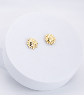 OHRRINGE Sonne Mond Messing 18k vergoldet dm 1cm