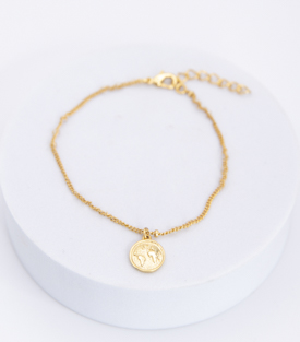 ARMBAND Weltkugel Messing 18k vergoldet 17-25cm