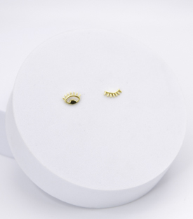 OHRRINGE Augenzwinkern Messing 18k vergoldet dm 1cm
