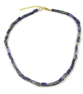 HALSKETTE Lapislazuli Messing L 42-48cm