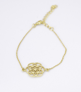 ARMBAND Lebensblume Messing 18k vergoldet L17-23cm