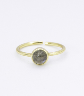 FINGERRING Labradorit Messing 18k vergoldet one-size