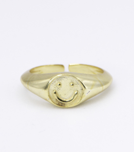 FINGERRING Smiley Messing 18k vergoldet one-size