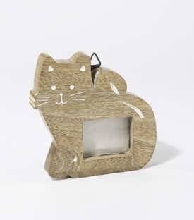 BILDERRAHMEN Katze Mangoholz 12x12cm (5x4)
