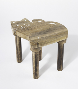 HOCKER Katze Mangoholz dm26xH21cm
