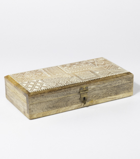 DOSE bemalt Mangoholz 28x14xH6cm