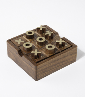 SPIEL Tic Tac Toe & Murmelsolitär Sheeshamholz 11x11xH4cm