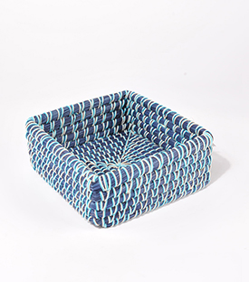 Artikeldetails anzeigen KORB quadratisch blau Kaisa-Gras m. BW 20x20xH9cm
