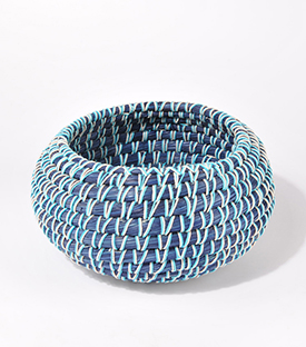 KORB bauchig blau Kaisa-Gras m. BW dm27xH15cm