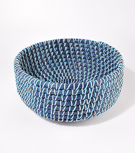 KORBSCHALE blau Kaisa-Gras m. BW dm36xH17cm