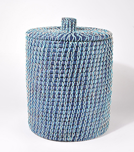 WÄSCHEKORB blau Kaisa-Gras m. BW dm35xH46cm