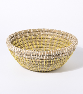 KORB gelb-weiß Seegras-Baumwolle dm25xH10cm