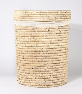 WÄSCHEKORB mit BW-Wäschesack Palmblatt, dm40xH45cm