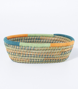 KORB oval mint-orange-grün Kaisagras-Baumwolle 30x16xH7cm