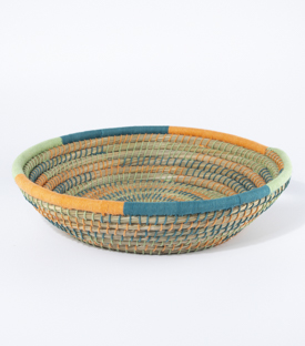 KORB  mint-orange-grün Kaisagras-Baumwolle dm40xH10cm
