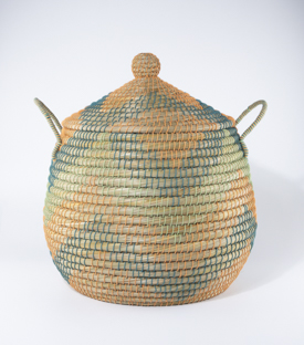 WÄSCHEKORB mint-orange-grün Kaisagras-Baumwolle dm50xH53cm