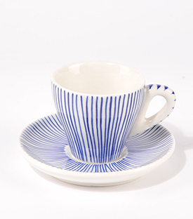 ESPRESSOTASSE Streifen fein dm6,5xH6cm, Teller dm11cm