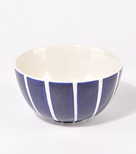 MÜSLISCHÜSSEL Streifen blau dm14xH7cm