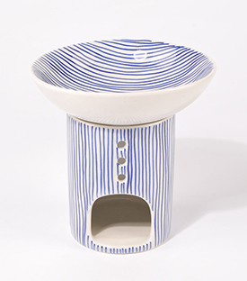 Artikeldetails anzeigen DUFTLAMPE Streifen fein Keramik, dm8,5xH10,5+dm14xH4cm