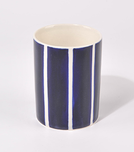 BECHER Streifen blau Keramik, dm7xH9,5cm