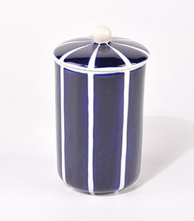 DOSE Streifen blau Keramik, dm8xH15cm