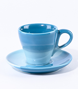 ESPRESSOTASSE eisblau dm6,5xH6cm, Teller dm11cm