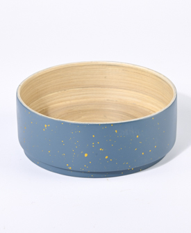 SCHALE Bambus blau stapelbar feine Sprenkel gold dm14xH4,5cm