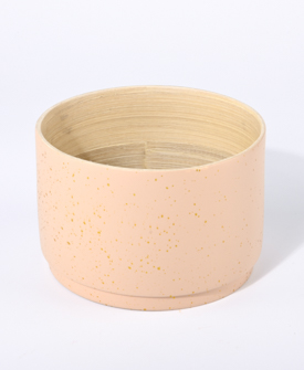 SCHALE Bambus rose stapelbar feine Sprenkelgold dm14xH9cm