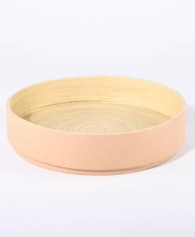 SCHALE Bambus rose stapelbar feine Sprenkel gold dm26xH6cm